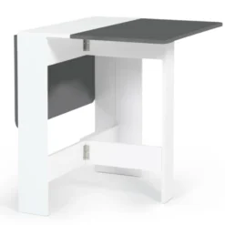 Table console blanche et grise en bois