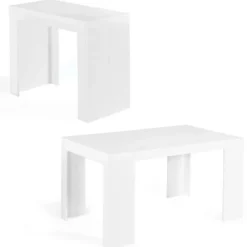 Table console extensible blanche 6 personnes 140 cm