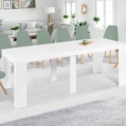 Table console extensible blanche 14 personnes 300 cm