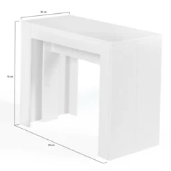 Table console extensible blanche 14 personnes 300 cm
