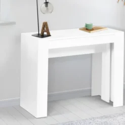 Table console extensible blanche 14 personnes 300 cm