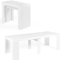 Table console extensible blanche 10 personnes 235 cm