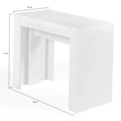 Table console extensible blanche 10 personnes 235 cm