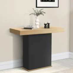 Table console extensible bois et noir