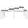 Table console extensible bois blanc et effet béton 10 personnes