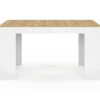 Table console extensible 140 cm blanc et bois façon hêtre