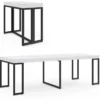 Table console extensible effet marbre blanc 10 personnes