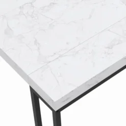 Table console extensible effet marbre blanc 10 personnes