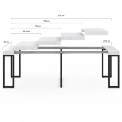 Table console extensible effet marbre blanc 10 personnes