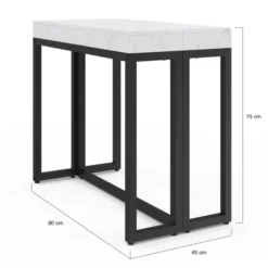 Table console extensible effet marbre blanc 10 personnes