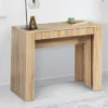 Table console extensible imitation hêtre 10 personnes 235 cm