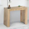 Table console extensible imitation hêtre 6 personnes 140 cm