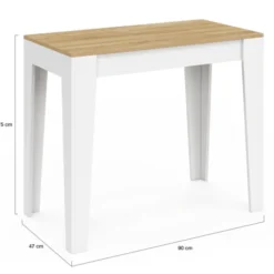 Table console extensible 10 personnes 235 cm bois et façon hêtre