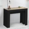Table console extensible 14 personnes bois noir et façon hêtre