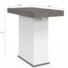 Table console extensible 10 personnes 235 cm béton et blanc
