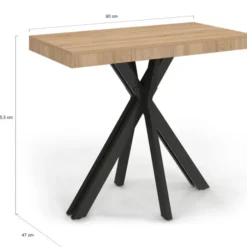 Table console extensible 10 personnes 235 cm coloris bois et noir