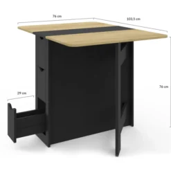 Table console pliable bois et noir 2-4 personnes