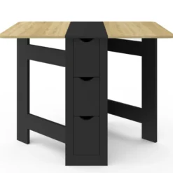 Table console pliable bois et noir 2-4 personnes