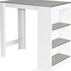 Table de bar haute 2 à 4 personnes blanche et grise effet béton
