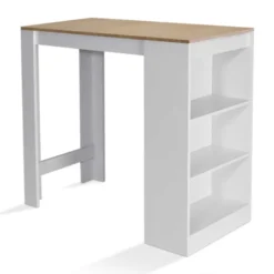 Table de bar haute 2 à 4 personnes bois blanc et imitation hêtre