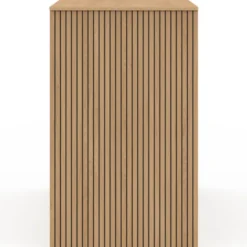 Table de bar îlot effet lattes tasseau de bois coloris chêne