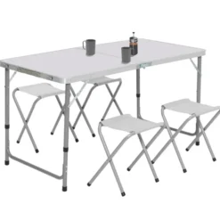 Table de camping pliante de 120 cm à hauteur réglable pour 4 personnes