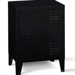 Table de chevet casier métal noir