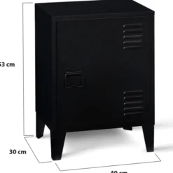 Table de chevet casier métal noir