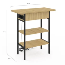 Table de chevet / d'appoint design industriel avec multiprise