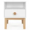Table de nuit enfant avec 1 tiroir et 1 niche blanc et bois