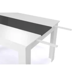 Table de salle à manger extensible blanche et grise 6-10 personnes