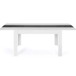 Table de salle à manger extensible blanche et grise 6-10 personnes
