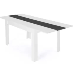 Table de salle à manger extensible blanche et grise 6-10 personnes