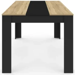 Table de salle à manger noire et imitation hêtre 8 personnes