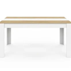 Table de salle à manger 8 personnes bois imitation hêtre et blanc