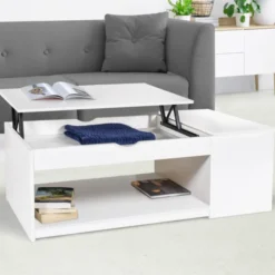 Table de salon avec plateau relevable blanche