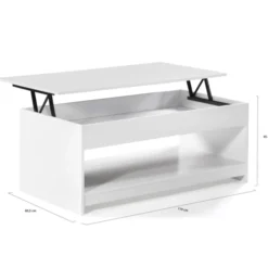 Table de salon blanche avec plateau relevable