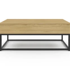 Table de salon industrielle avec plateau relevable