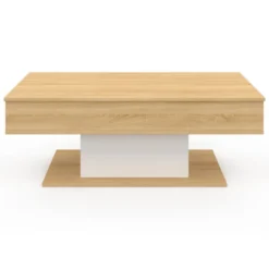 Table de salon relevable bois et blanc