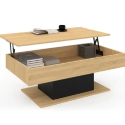 Table de salon relevable bois et noir