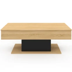 Table de salon relevable bois et noir