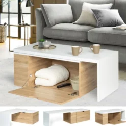 Table de salon rotative avec coffre de rangement