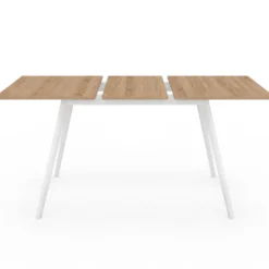 Table extensible scandinave bois et pieds blancs