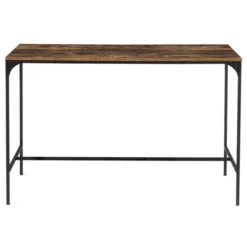 Table haute avec 6 tabourets bois effet vieilli