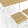 Table haute avec 4 tabourets métal blanc et bois style industriel