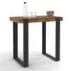 Table haute de bar bois foncé effet vieilli et noir 90 cm