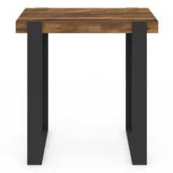 Table haute de bar bois foncé effet vieilli et noir 90 cm