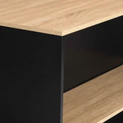 Table haute îlot de cuisine noir et bois
