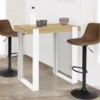 Table haute mange-debout blanc et bois 90 cm