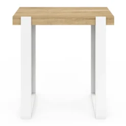 Table haute mange-debout blanc et bois 90 cm